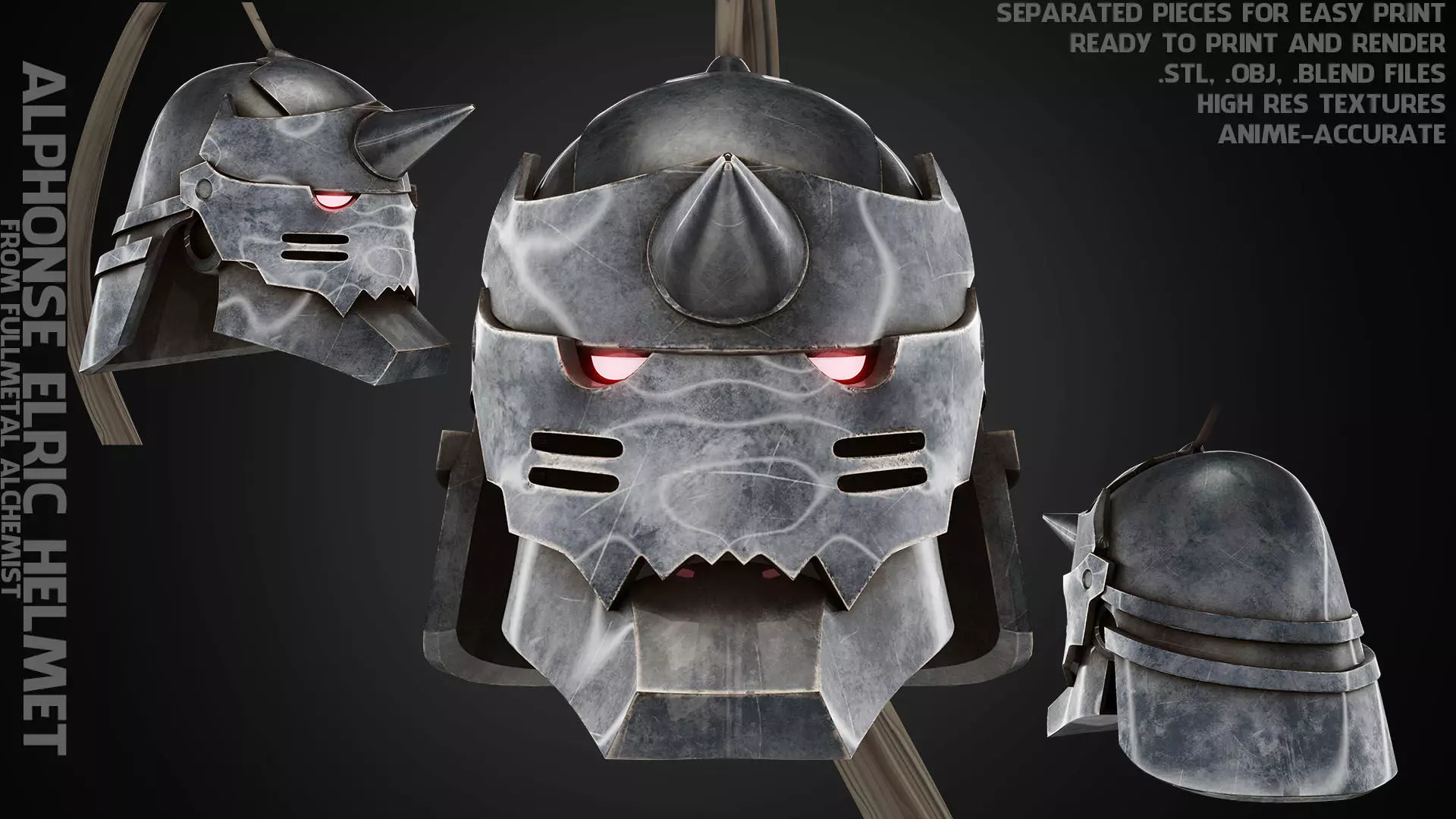 Fullmetal Alchemist Alphonse Elric Helmet for Cosplay 3D print model_0