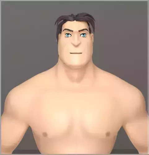 Cartoon character Rig 3D model Low-poly 3D model