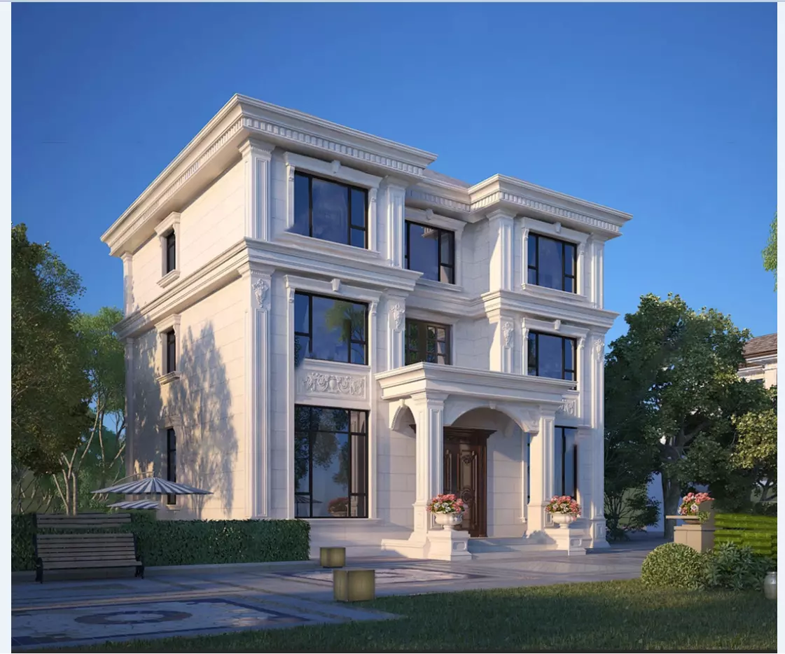 European style facade Free low-poly 3D model