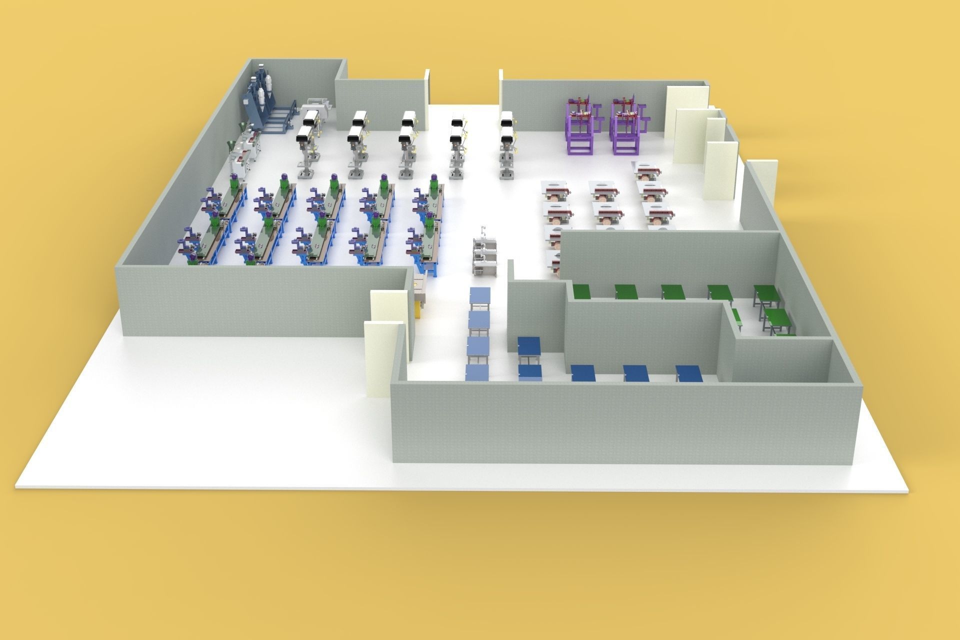 FLOOR PRODUCTION PLAN WORKSHOP LINE FACTORY LAYOUT INDUSTRIAL 3D model_1