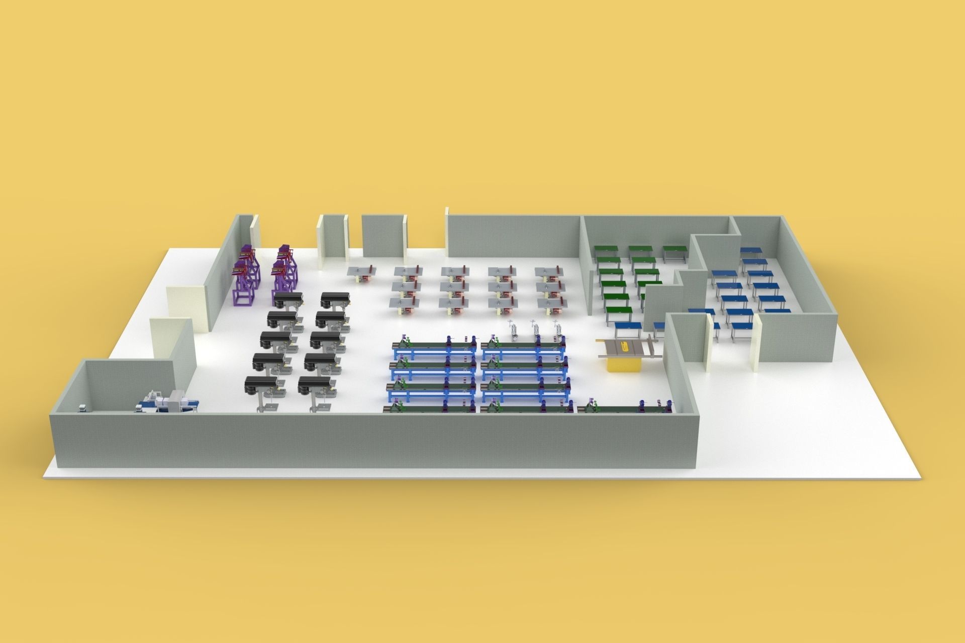 FLOOR PRODUCTION PLAN WORKSHOP LINE FACTORY LAYOUT INDUSTRIAL 3D model_2