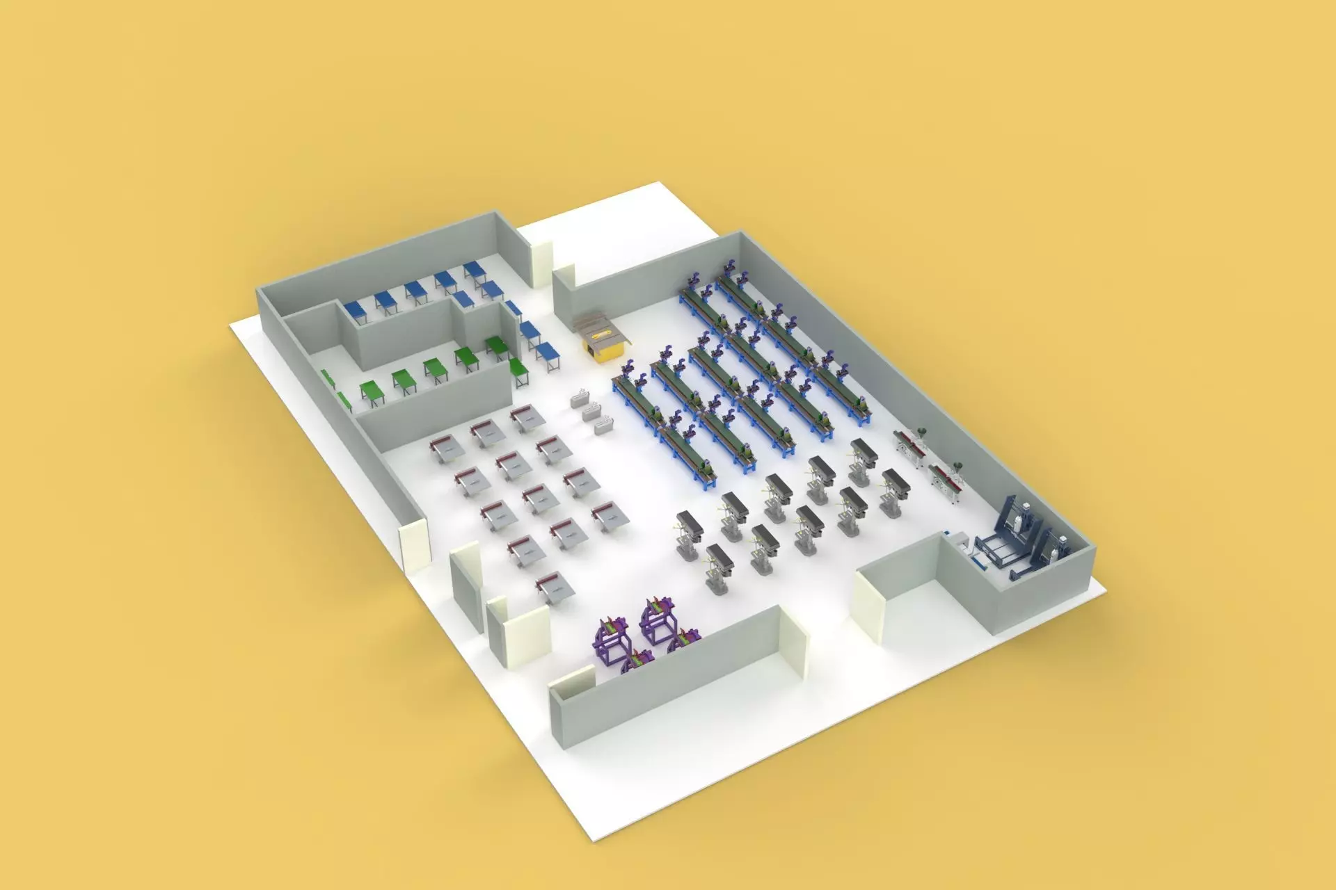 FLOOR PRODUCTION PLAN WORKSHOP LINE FACTORY LAYOUT INDUSTRIAL 3D model_0