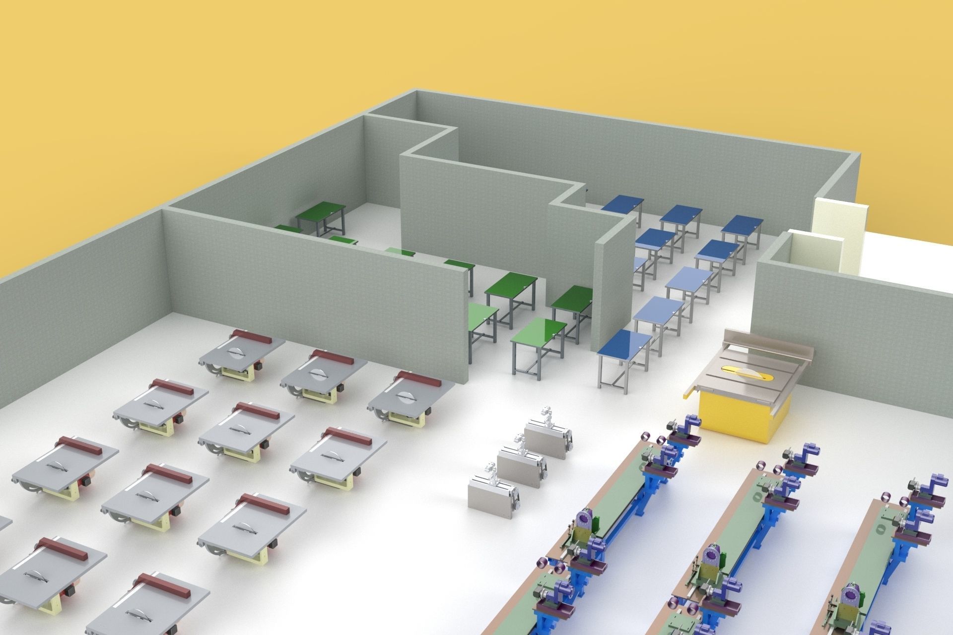 FLOOR PRODUCTION PLAN WORKSHOP LINE FACTORY LAYOUT INDUSTRIAL 3D model_11