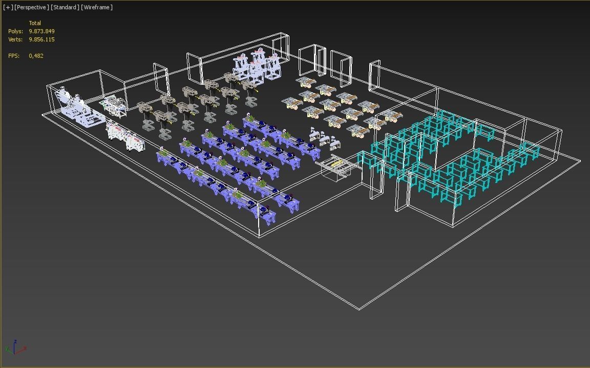 FLOOR PRODUCTION PLAN WORKSHOP LINE FACTORY LAYOUT INDUSTRIAL 3D model_13