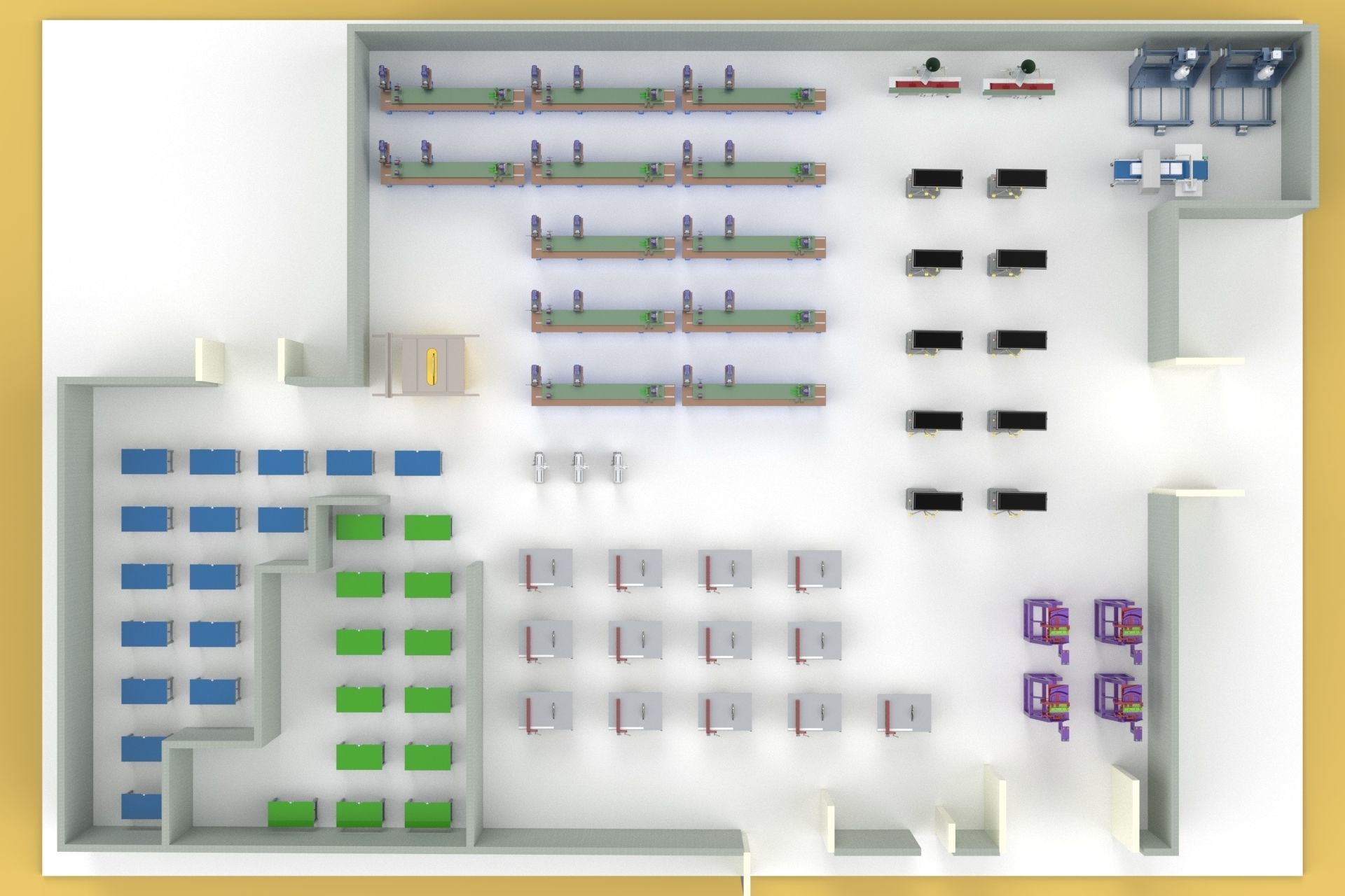 FLOOR PRODUCTION PLAN WORKSHOP LINE FACTORY LAYOUT INDUSTRIAL 3D model_5