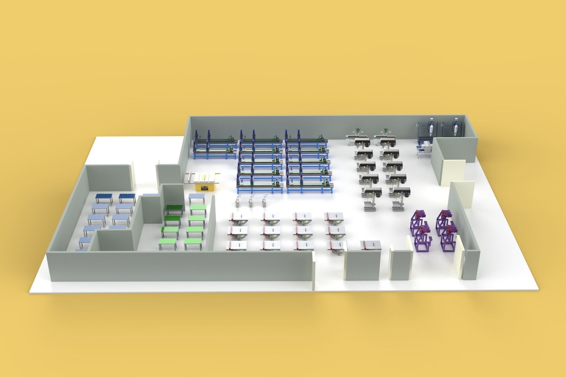 FLOOR PRODUCTION PLAN WORKSHOP LINE FACTORY LAYOUT INDUSTRIAL 3D model_3