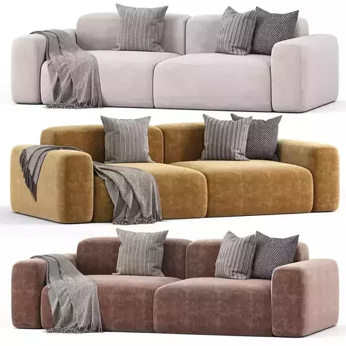 Beige Microfiber Modern Sofa With Square Sofa