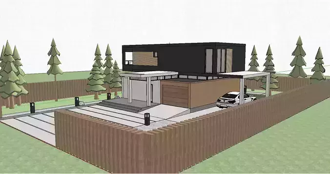 Modern minimalist facade Exterior facade of villa