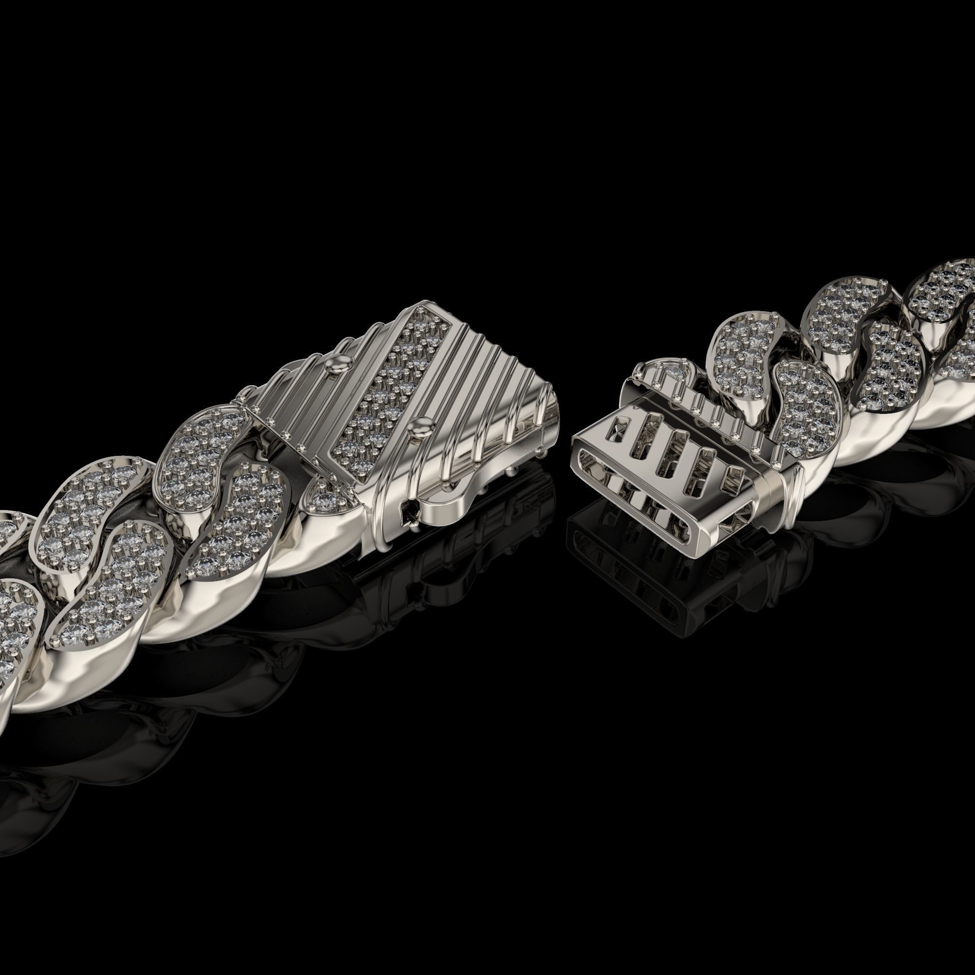 Jewelry CLASP and CUBAN chain link for bracelet or necklace STL 3D print model_3