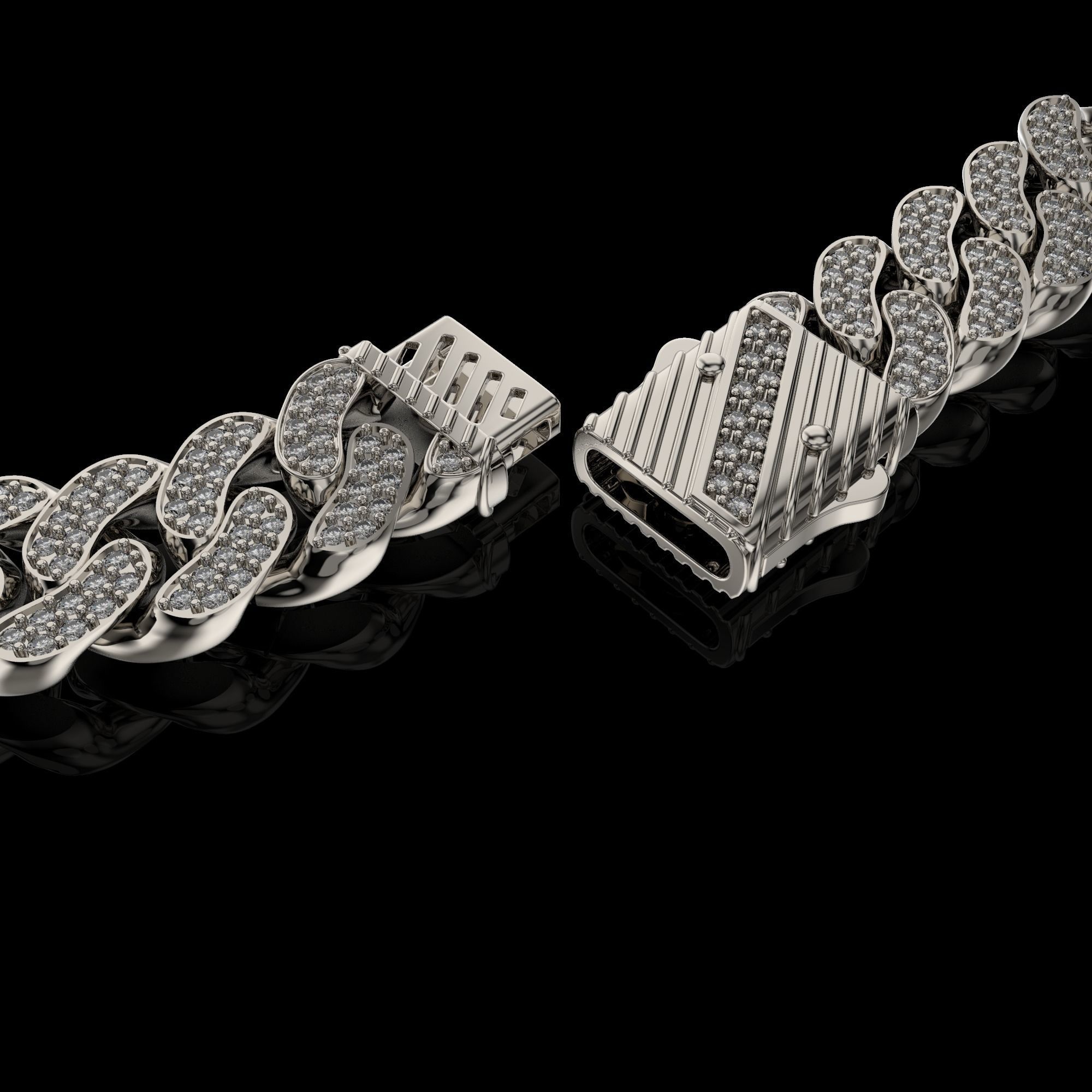 Jewelry CLASP and CUBAN chain link for bracelet or necklace STL 3D print model_2