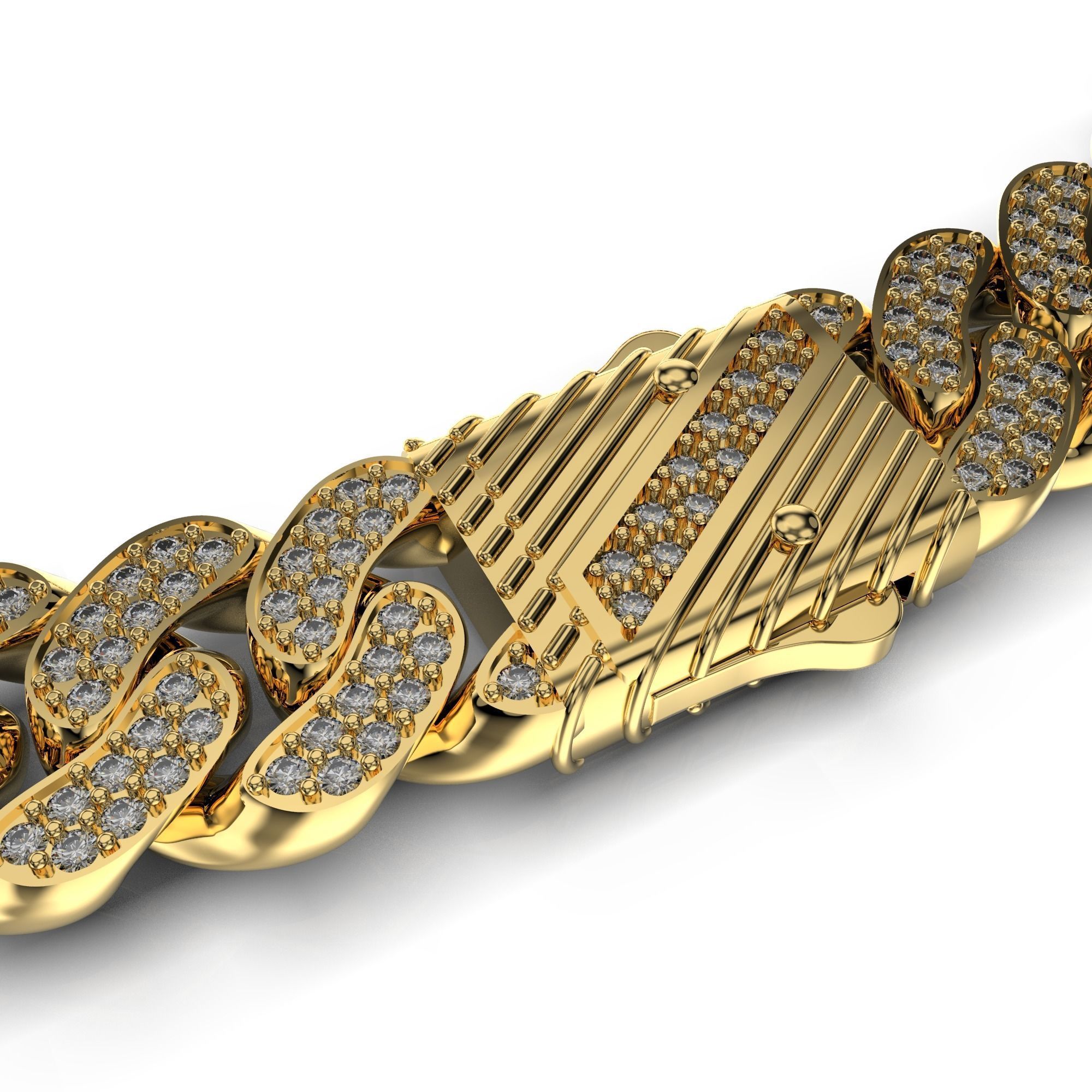 Jewelry CLASP and CUBAN chain link for bracelet or necklace STL 3D print model_1