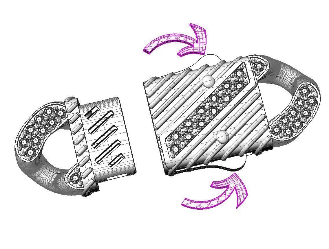 Jewelry CLASP and CUBAN chain link for bracelet or necklace STL 3D print model_13