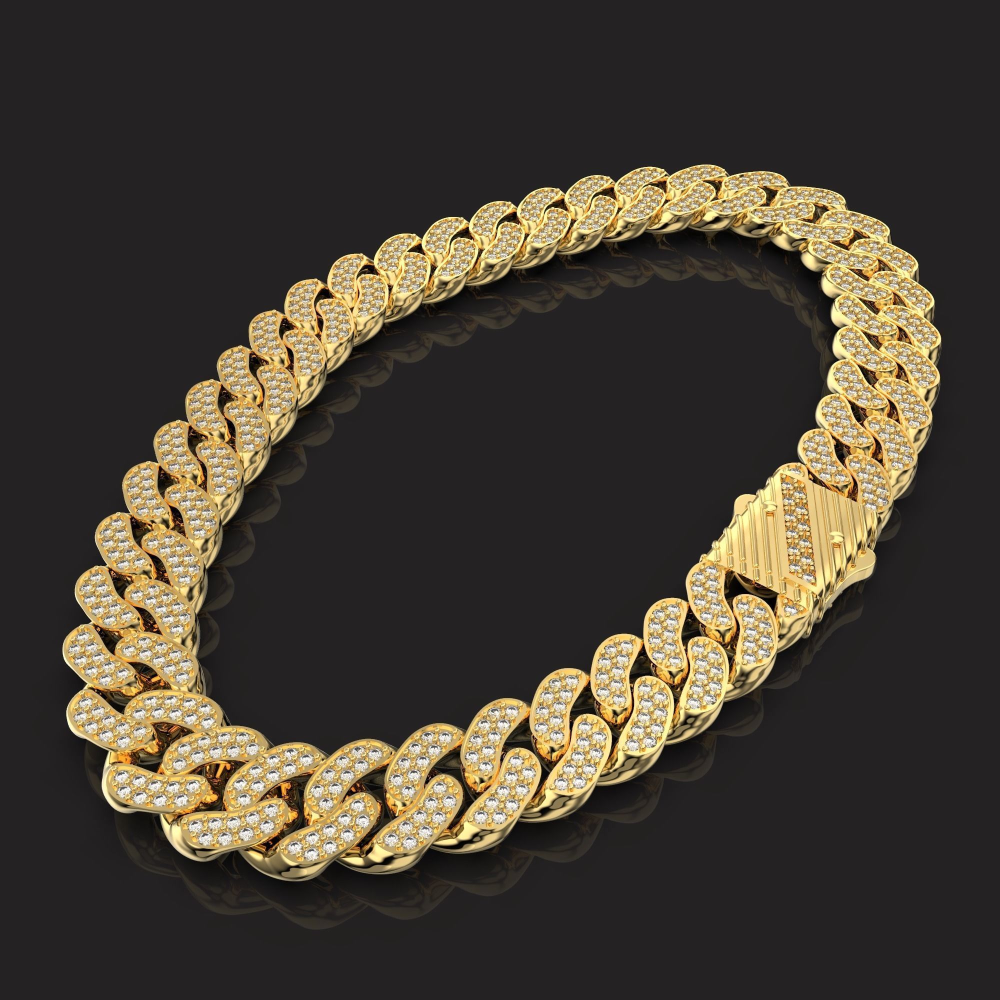 Jewelry CLASP and CUBAN chain link for bracelet or necklace STL 3D print model_4