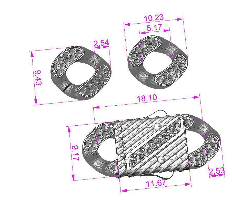 Jewelry CLASP and CUBAN chain link for bracelet or necklace STL 3D print model_25