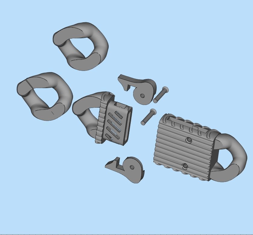 Jewelry CLASP and CUBAN chain link for bracelet or necklace STL 3D print model_21