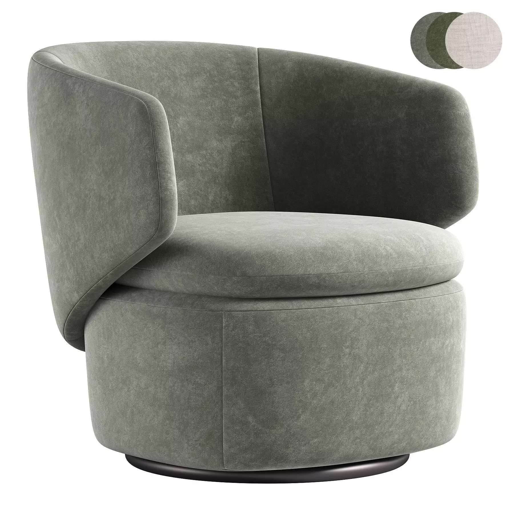 Crescent Swivel Chair By West elm 3D model_0