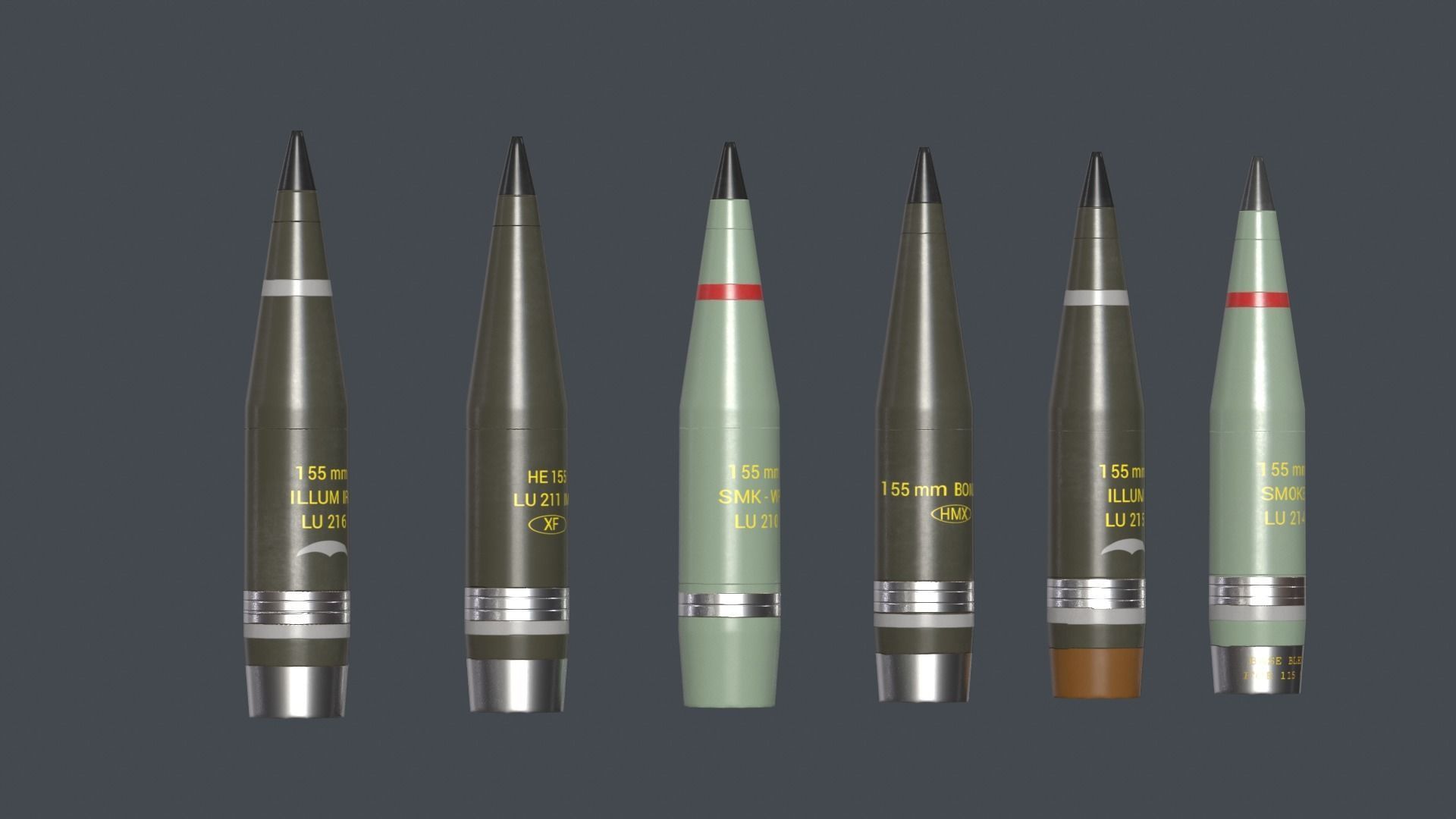 Artillery Caesar France Projectile 155mm Low-poly 3D model_1