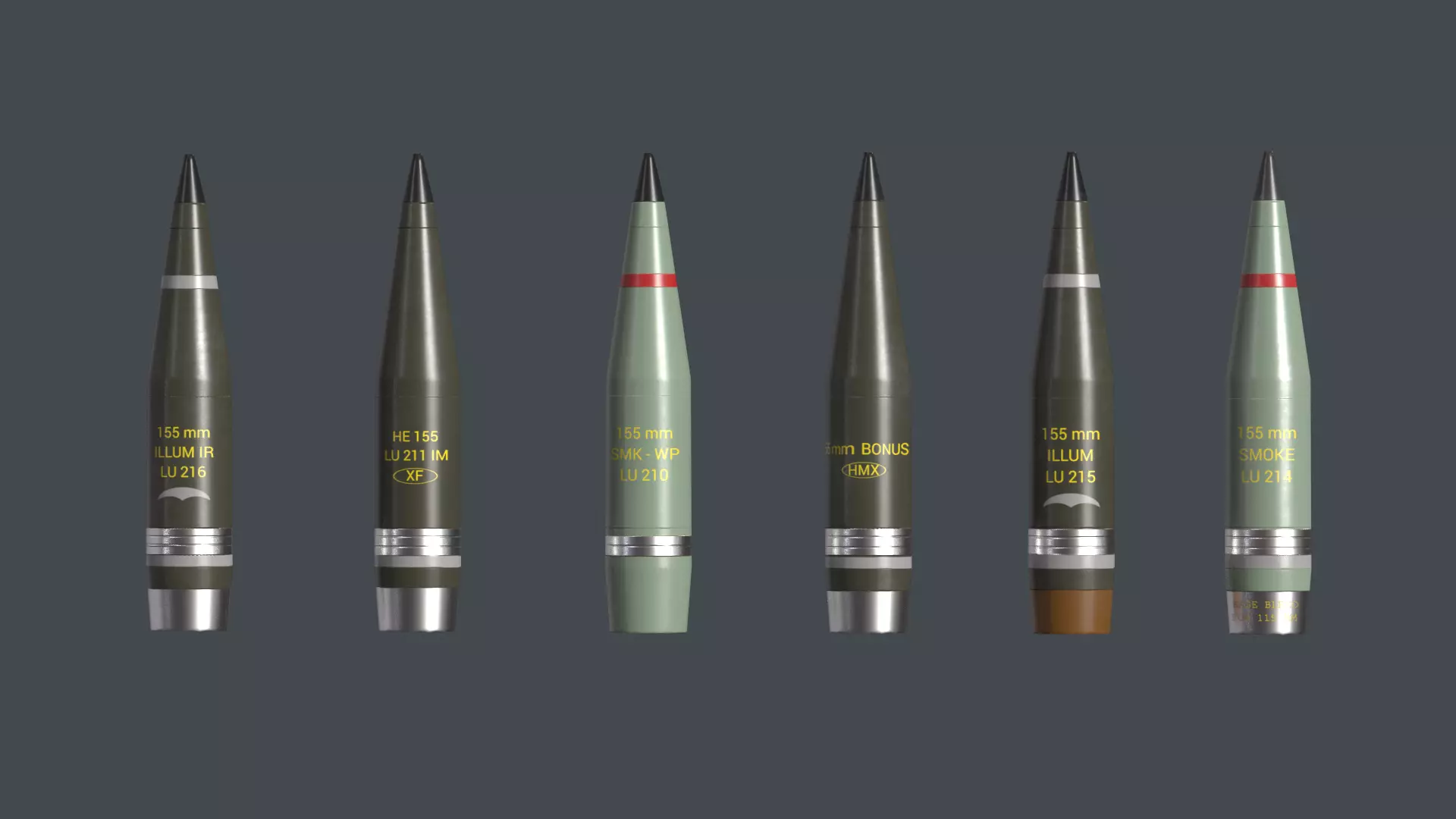 Artillery Caesar France Projectile 155mm Low-poly 3D model_0