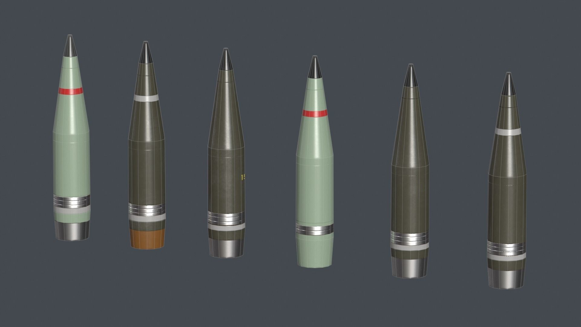 Artillery Caesar France Projectile 155mm Low-poly 3D model_7