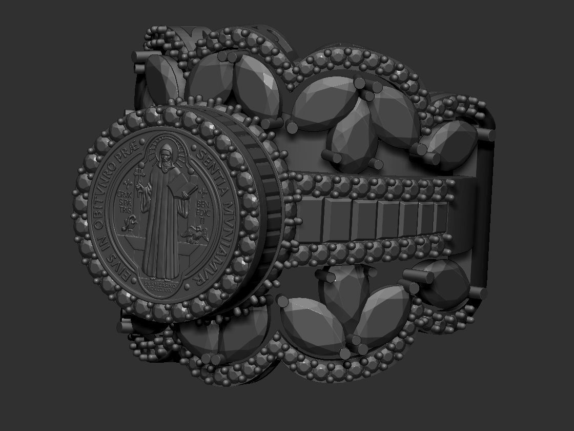 Saint Benedict Norcia ring 3D Print Model 3D print model_5