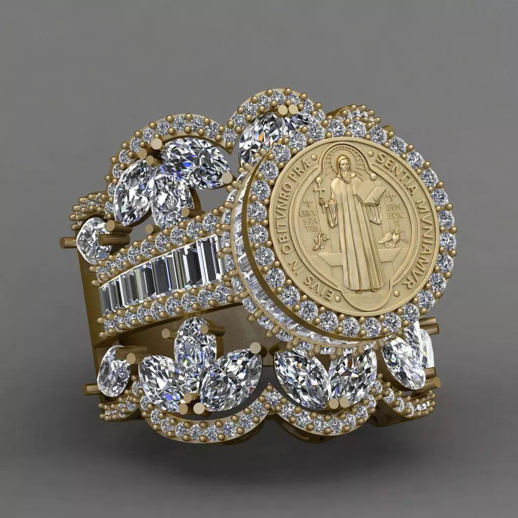 Saint Benedict Norcia ring 3D Print Model 3D print model_0