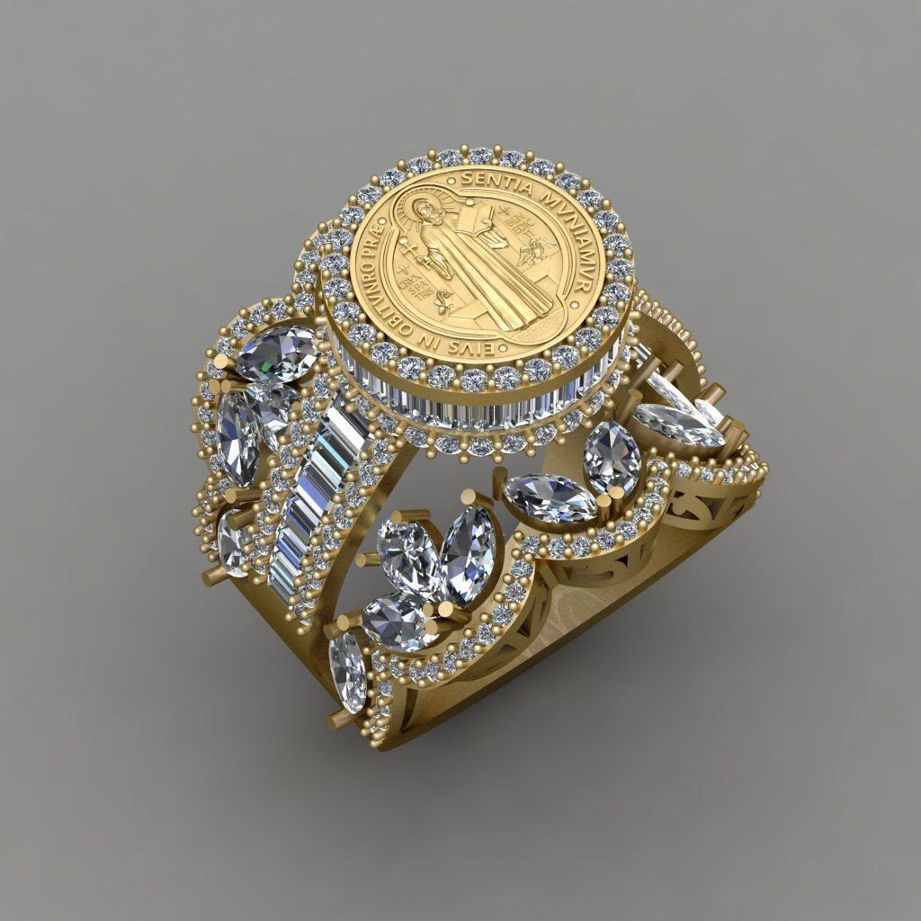 Saint Benedict Norcia ring 3D Print Model 3D print model_1