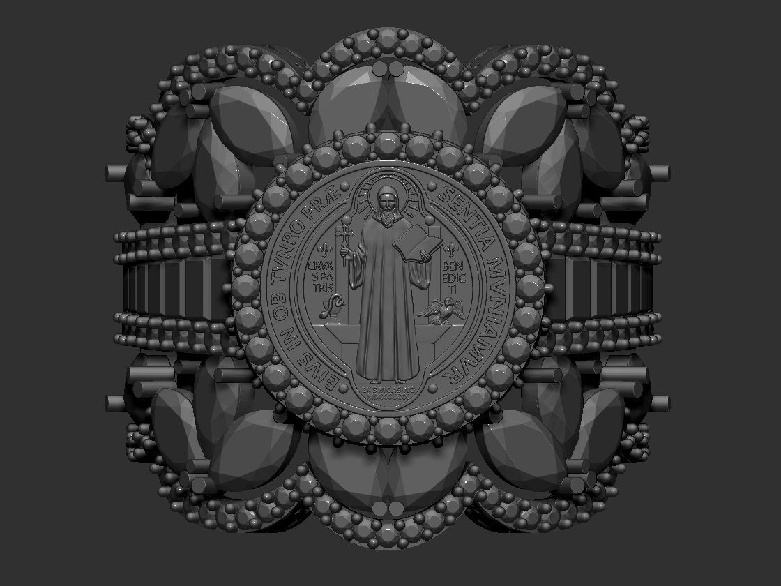 Saint Benedict Norcia ring 3D Print Model 3D print model_2