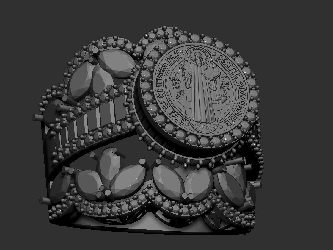 Saint Benedict Norcia ring 3D Print Model 3D print model_3