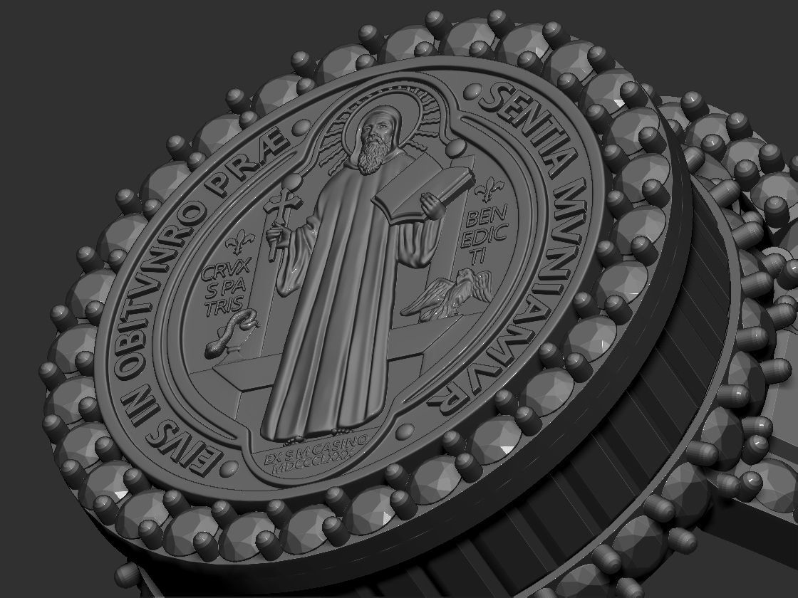 Saint Benedict Norcia ring 3D Print Model 3D print model_6
