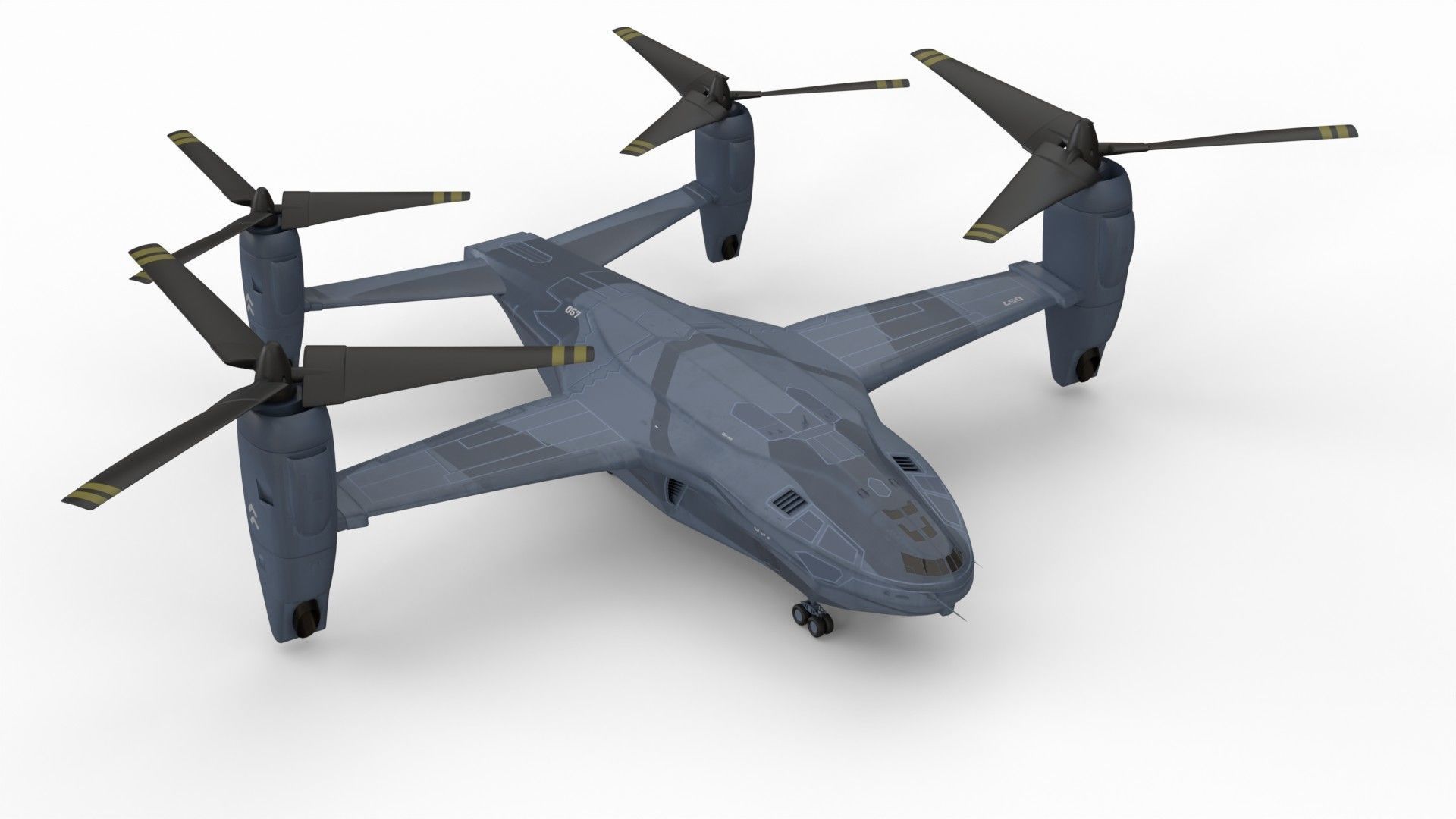 Sci-fi  VTOL dropship aircraft  3D model_3