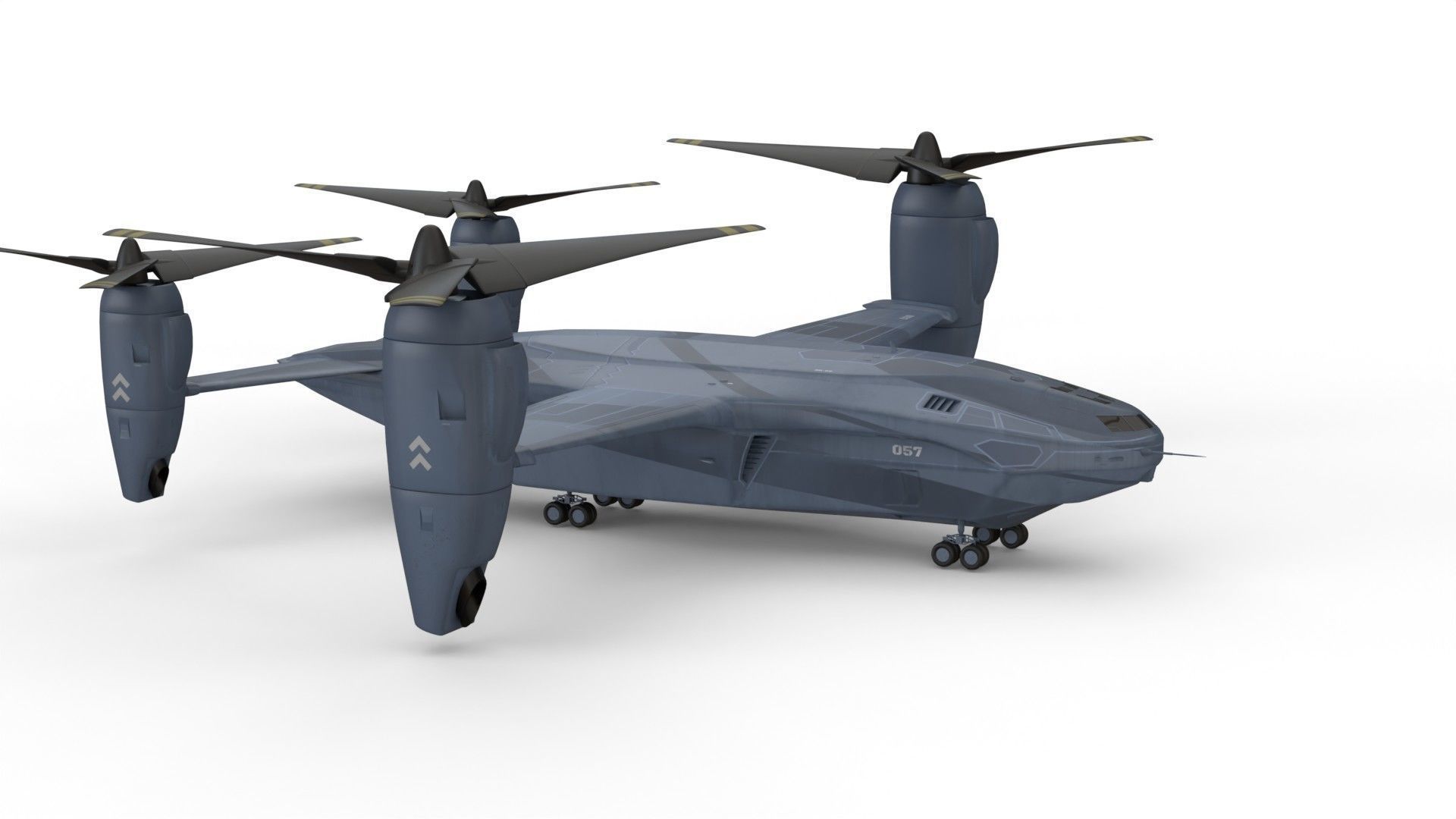 Sci-fi  VTOL dropship aircraft  3D model_2