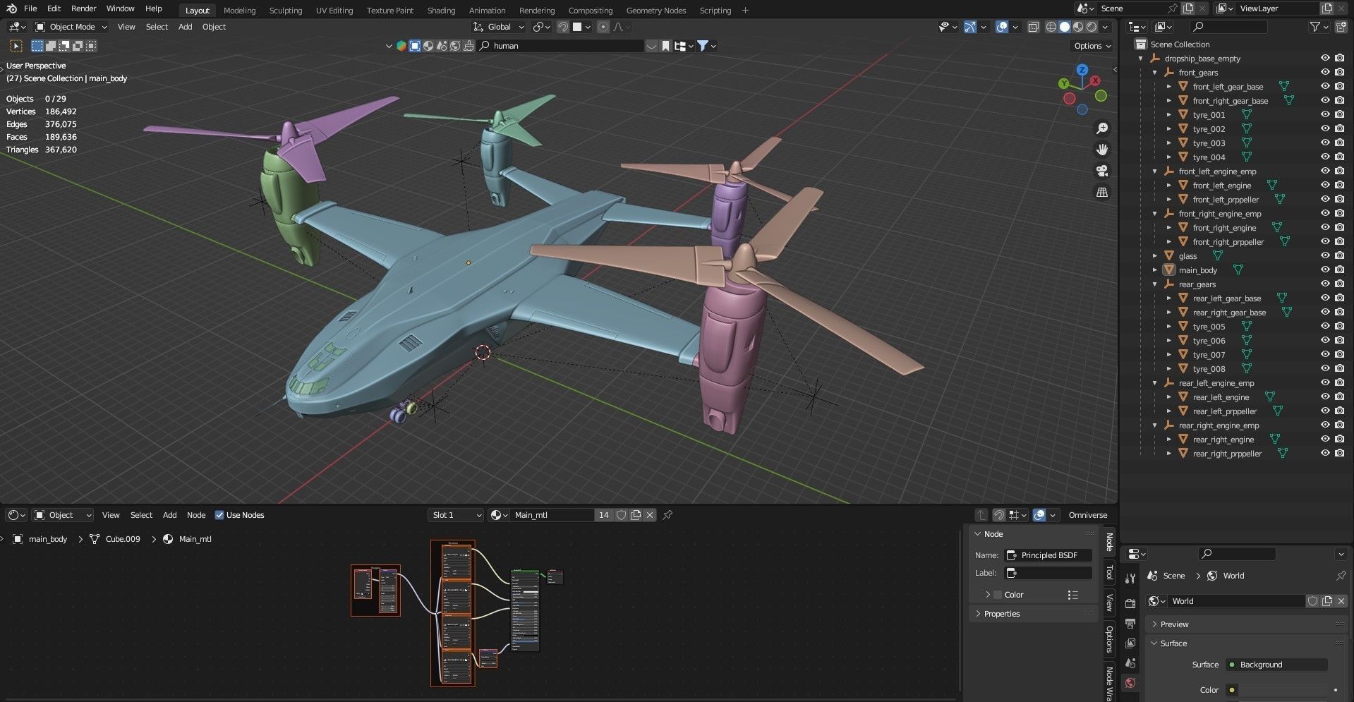 Sci-fi  VTOL dropship aircraft  3D model_27