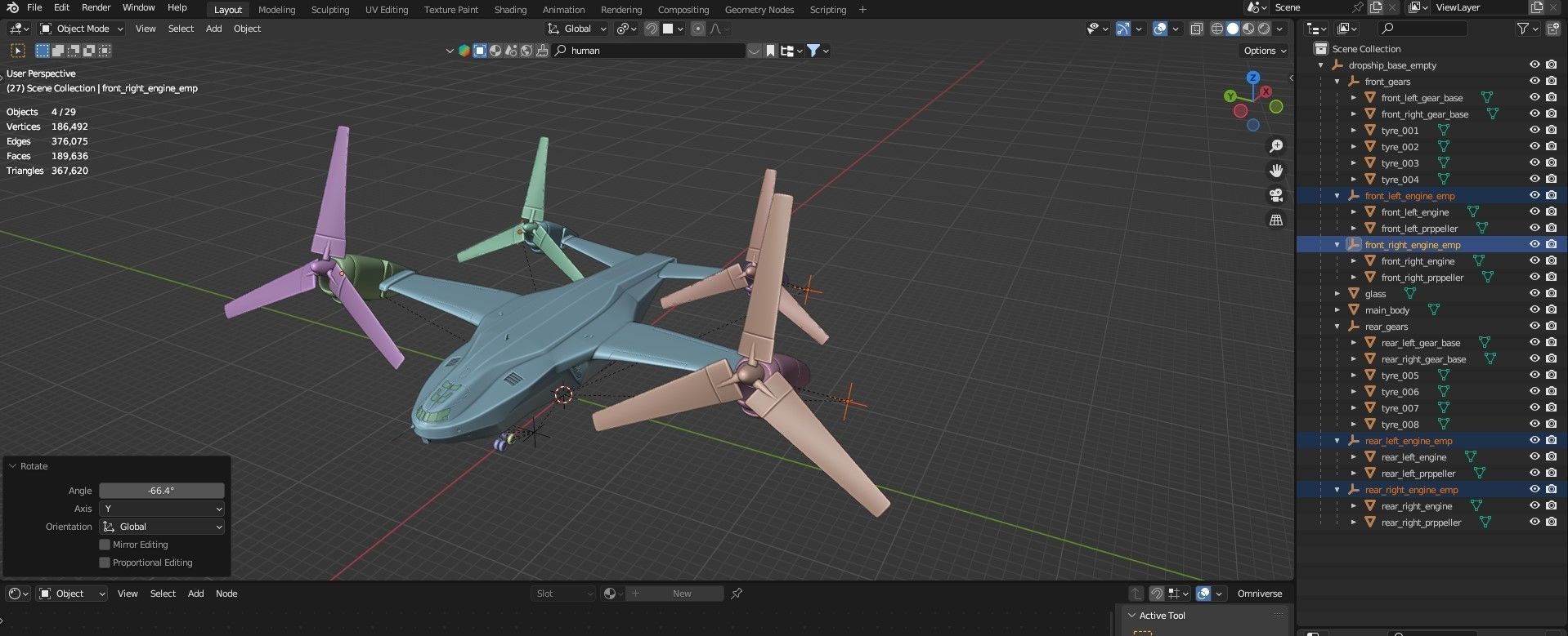 Sci-fi  VTOL dropship aircraft  3D model_29
