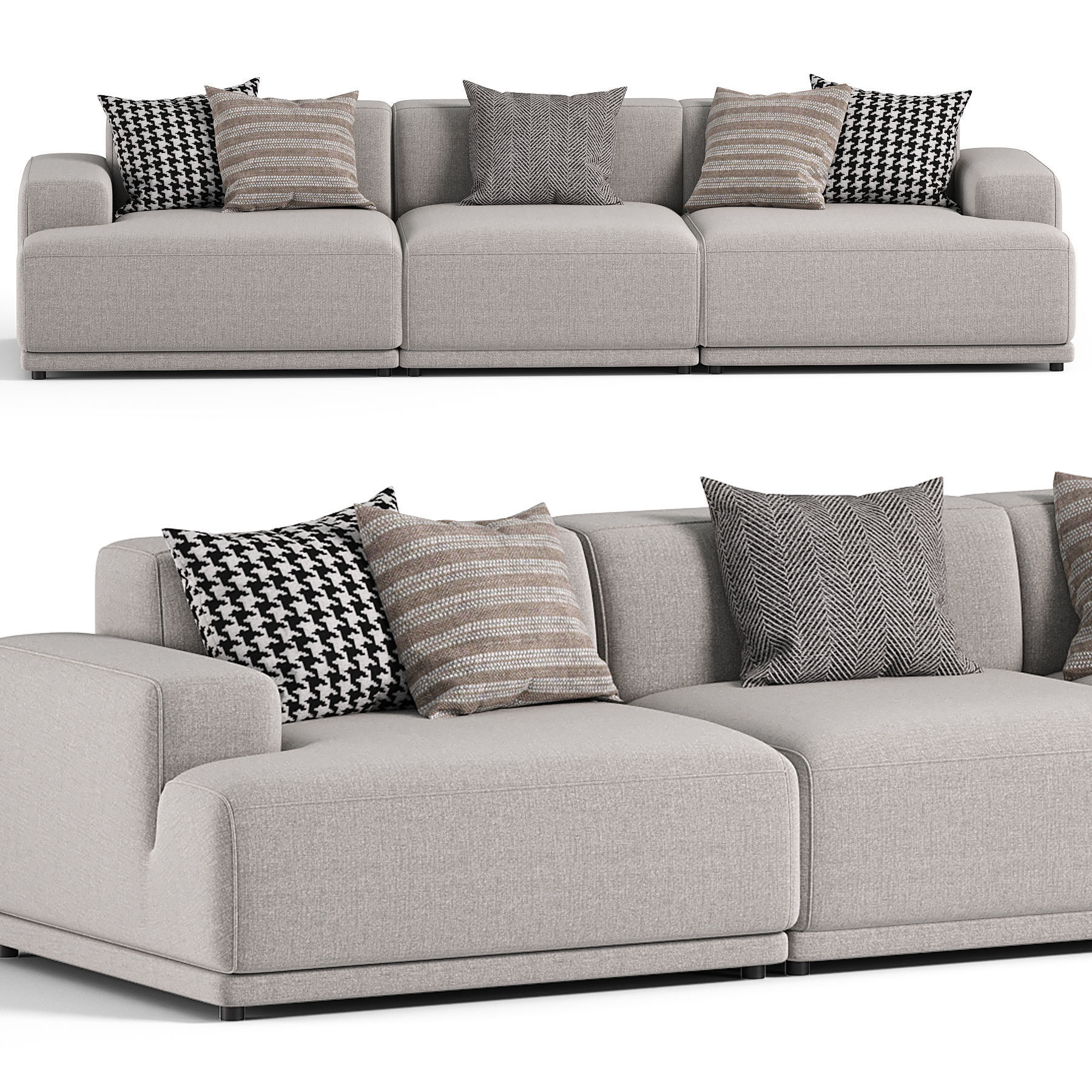 Connect Soft Modular Sofa 3 Seater 3D model_1
