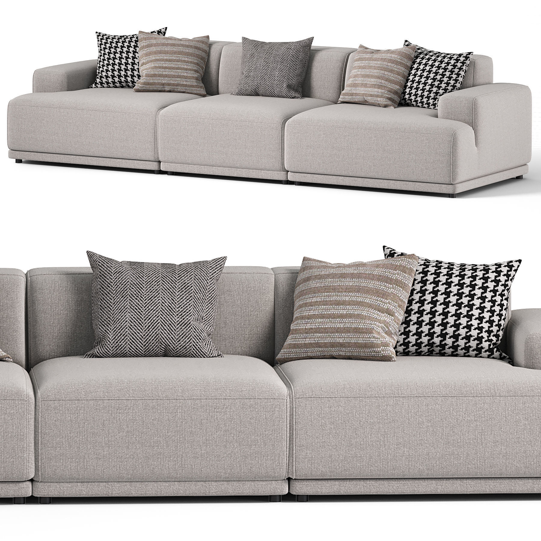 Connect Soft Modular Sofa 3 Seater 3D model_2