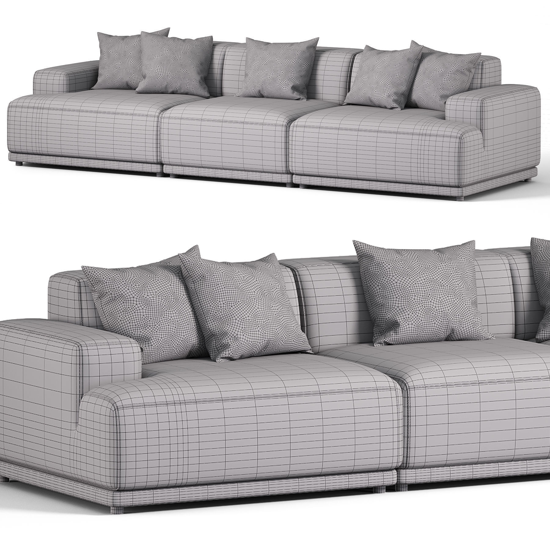 Connect Soft Modular Sofa 3 Seater 3D model_3