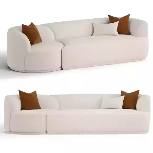 Fickle Cream Boucle 2 Piece Modular Sofa