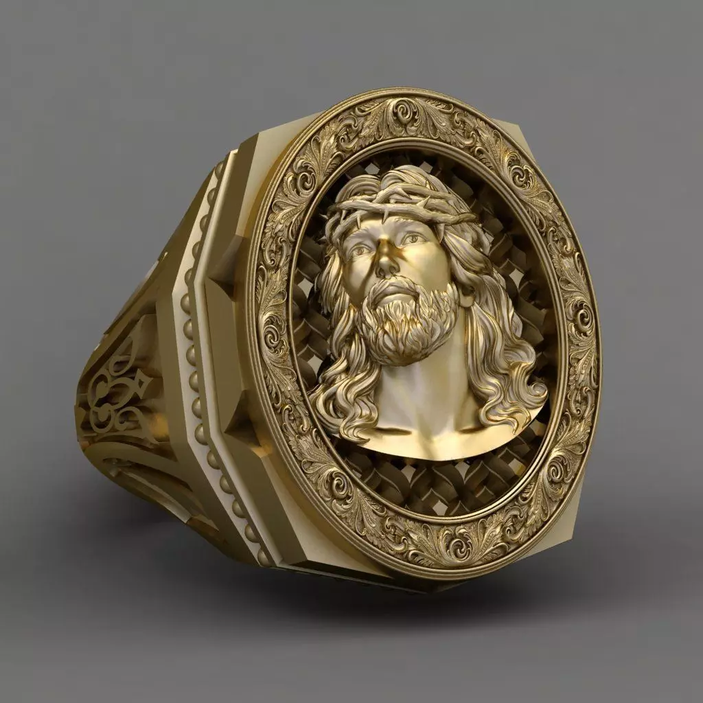 Jesus head Ring 3d print model 3D print model