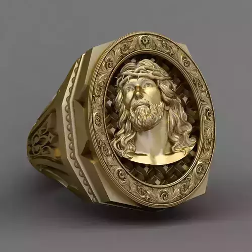 Jesus head Ring 3d print model