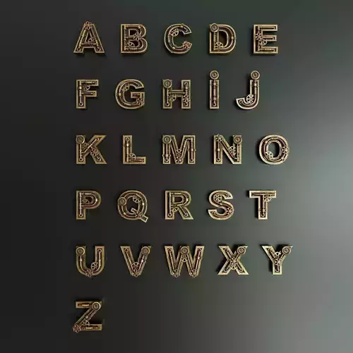 English steampunk alphabet