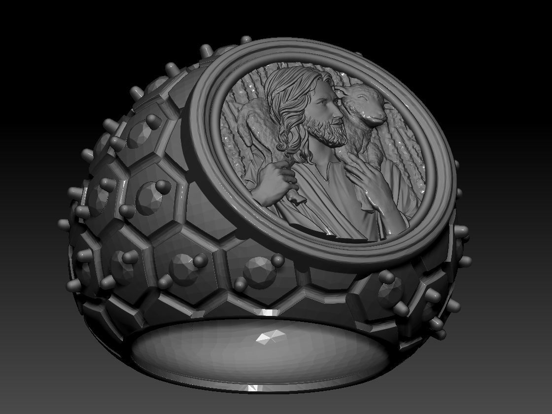 Jesus face Ring 3d print model 3D print model_6