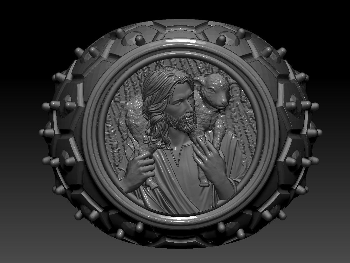 Jesus face Ring 3d print model 3D print model_1