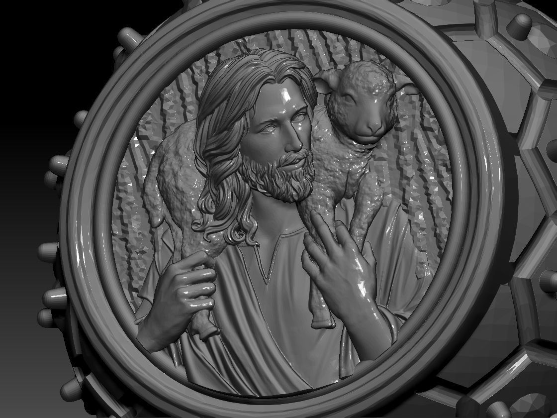 Jesus face Ring 3d print model 3D print model_4