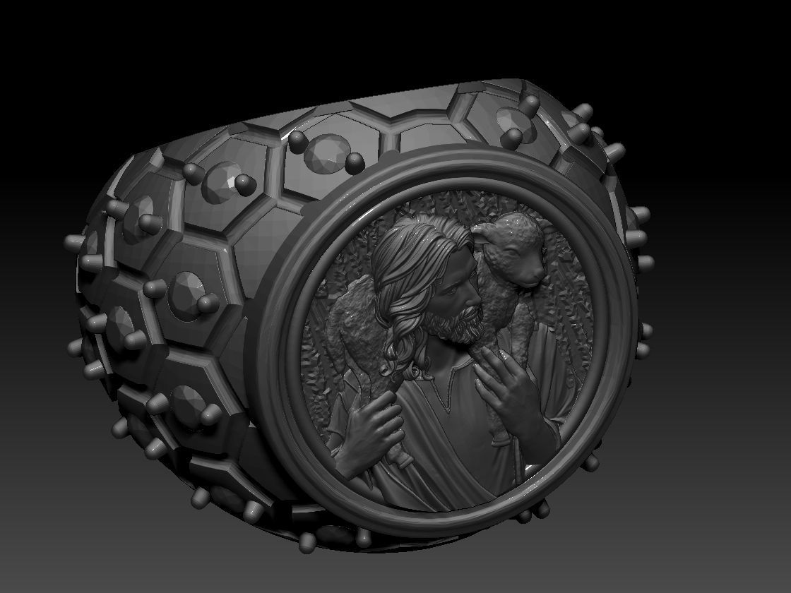 Jesus face Ring 3d print model 3D print model_5
