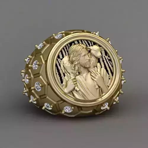 Jesus face Ring 3d print model