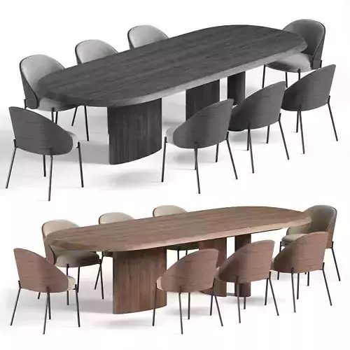 Kave Home Eamy Dining Chair And Bonaldo Padiglioni Dining Table