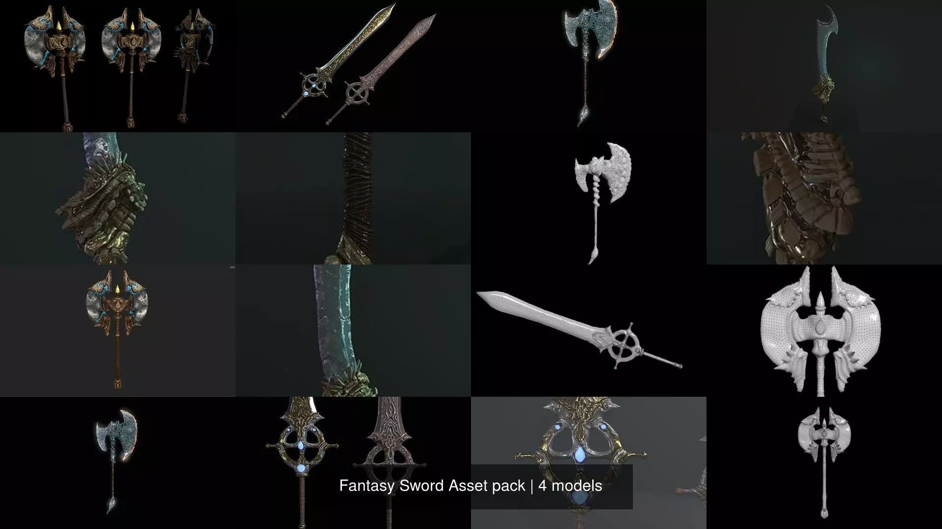 fantasy sword weapon asset pack 3D Model Collection_0