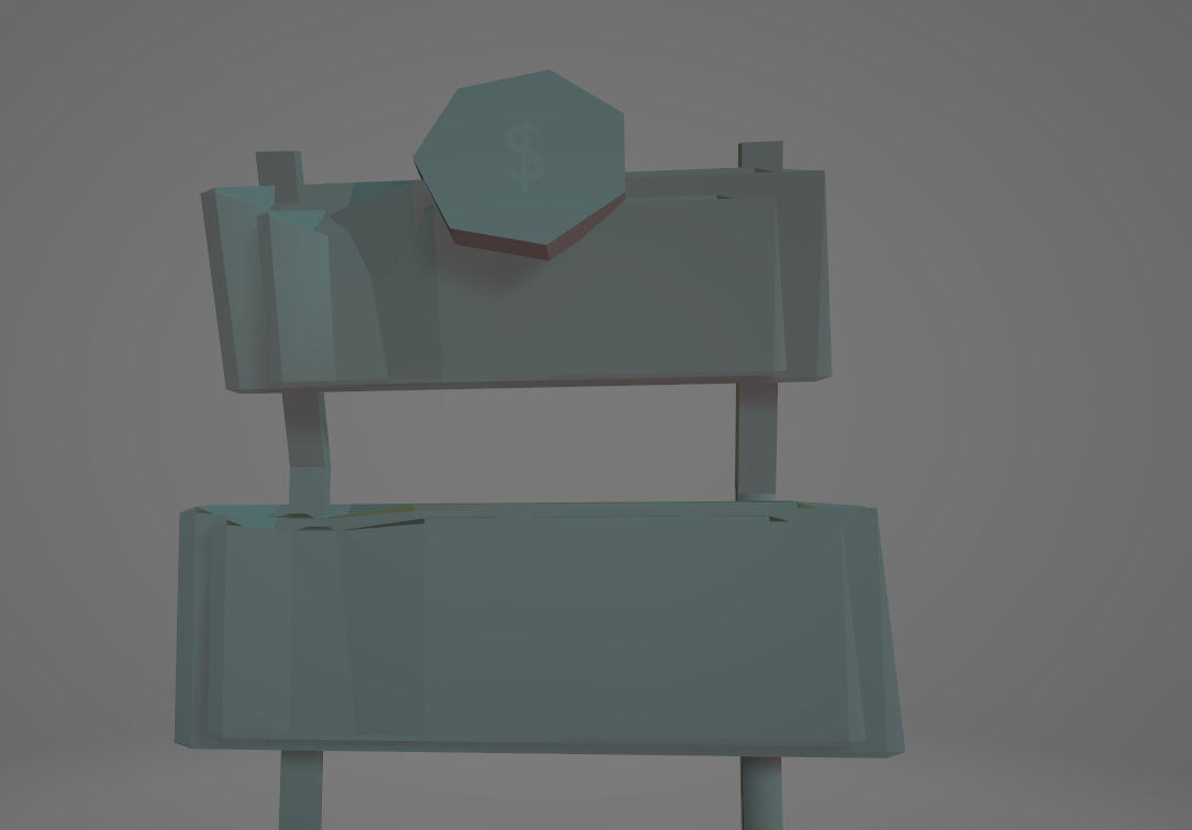 Wooden stand Low-poly 3D model_5