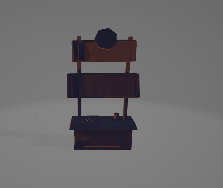 Wooden stand Low-poly 3D model_3