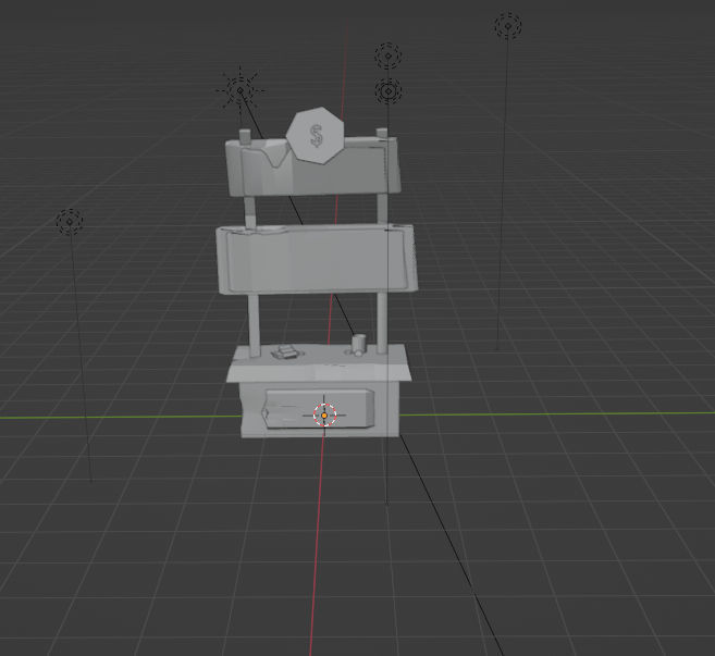 Wooden stand Low-poly 3D model_4